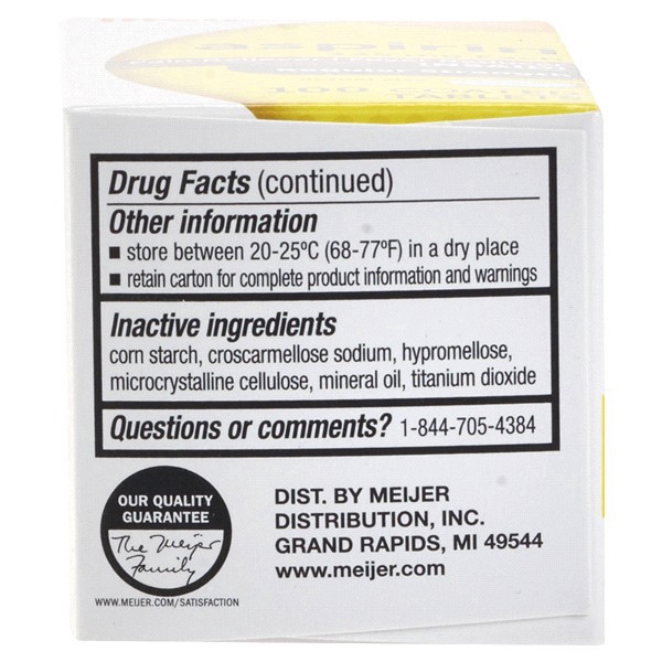 slide 12 of 13, Meijer Aspirin Tablet, 325 mg, 100 ct