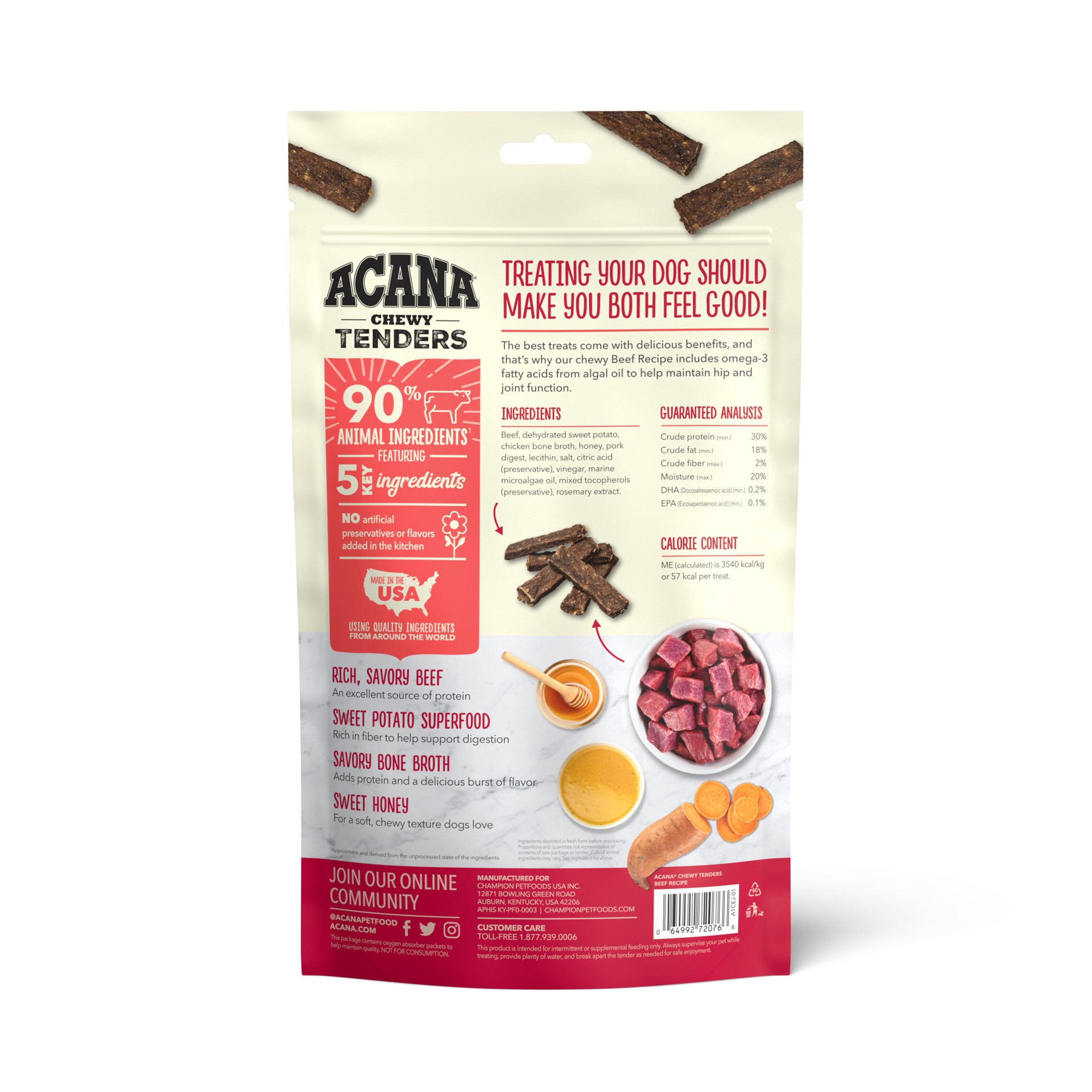 slide 2 of 3, ACANA Chewy Strips Beef Recipe 4OZ, 4 oz
