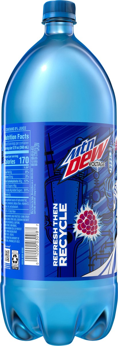 slide 2 of 4, Mountain Dew Voltage DEW Charged With Raspberry Citrus Flavor And Ginseng 2 L, 2.10 qt