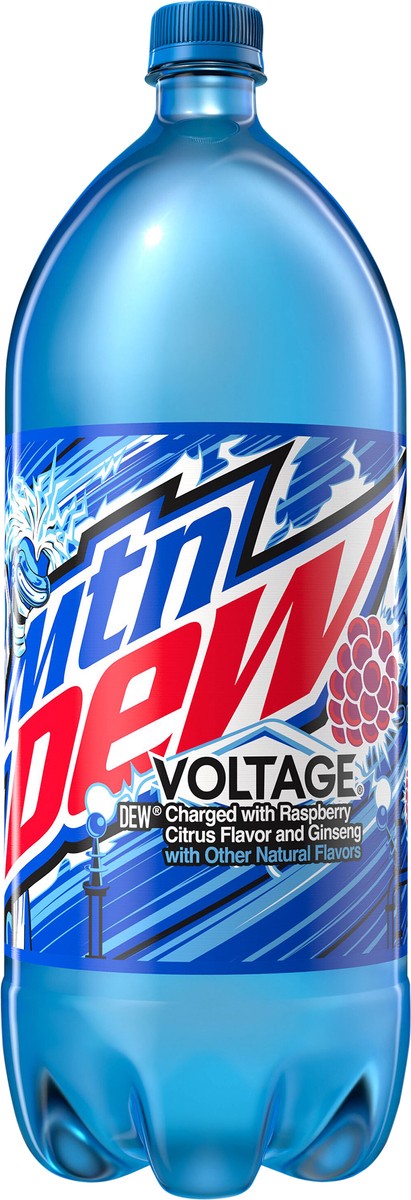 slide 3 of 4, Mountain Dew Voltage DEW Charged With Raspberry Citrus Flavor And Ginseng 2 L, 2.10 qt