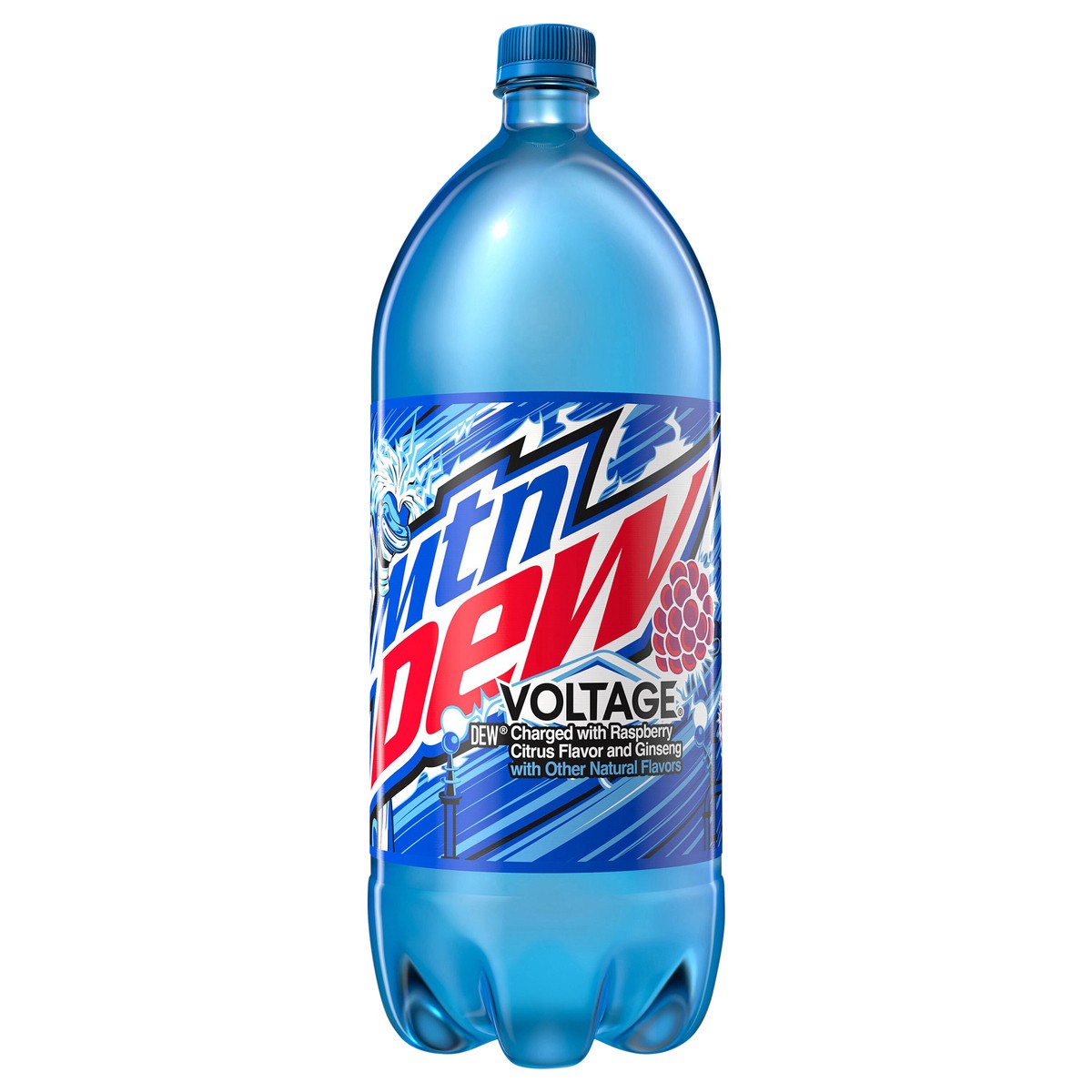 slide 1 of 4, Mountain Dew Voltage DEW Charged With Raspberry Citrus Flavor And Ginseng 2 L, 2.10 qt