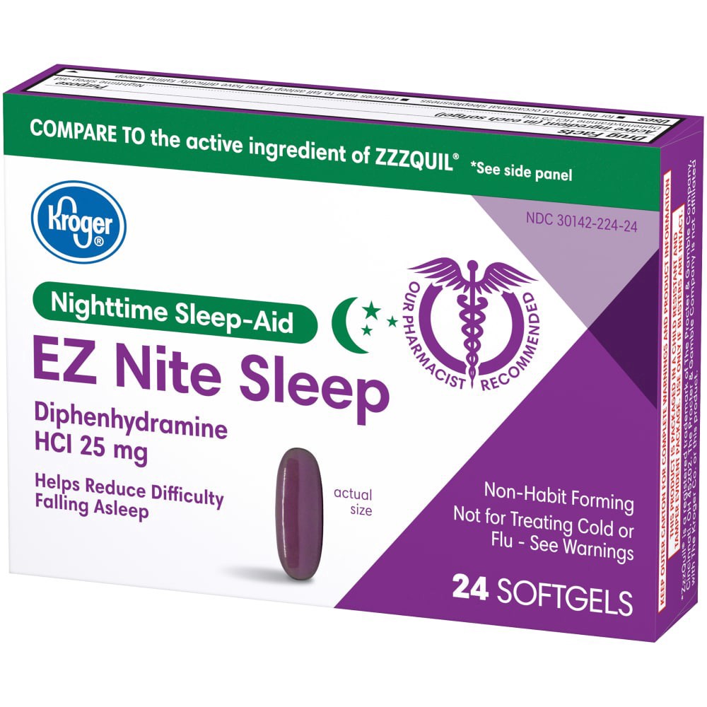 slide 2 of 4, Kroger Ez Nite Sleep Nighttime Sleep-Aid Softgels, 24 ct