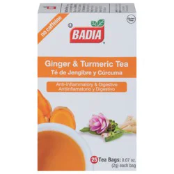 Badia Te De Jengibre Y Curcuma (Ginger&Turmeric Tea Bags) - 25 ct