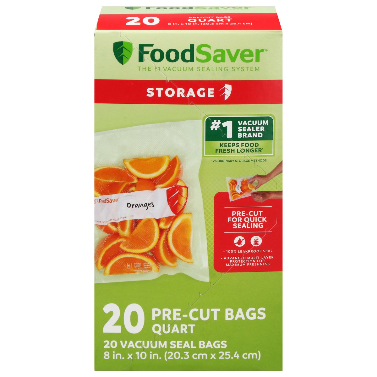 slide 1 of 12, FoodSaver® Twenty Pack Storage Pre-Cut Quart Bag, 1 ct, 1 ct