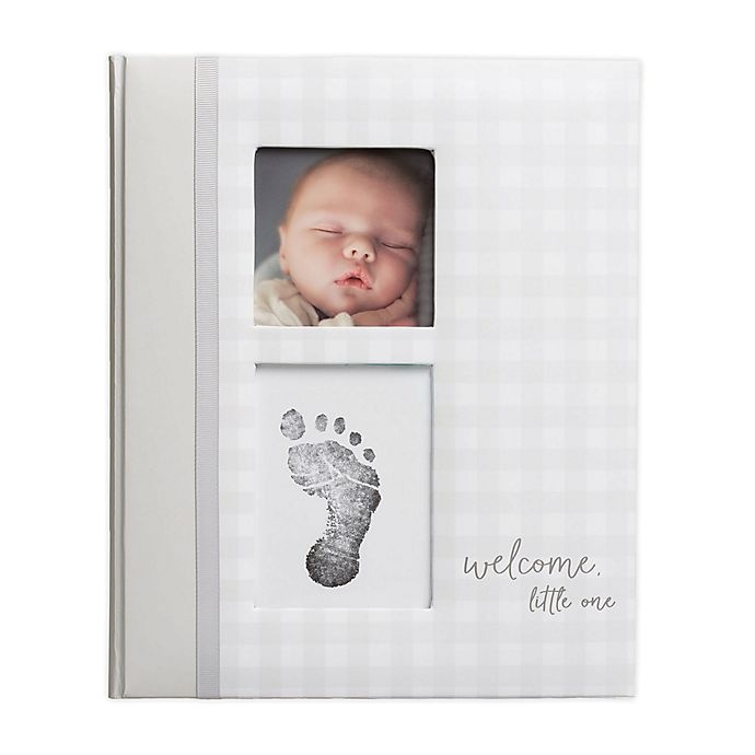 slide 1 of 9, Pearhead Baby Memory Book and Clean-Touch Ink Pad - Grey Gingham, 1 ct