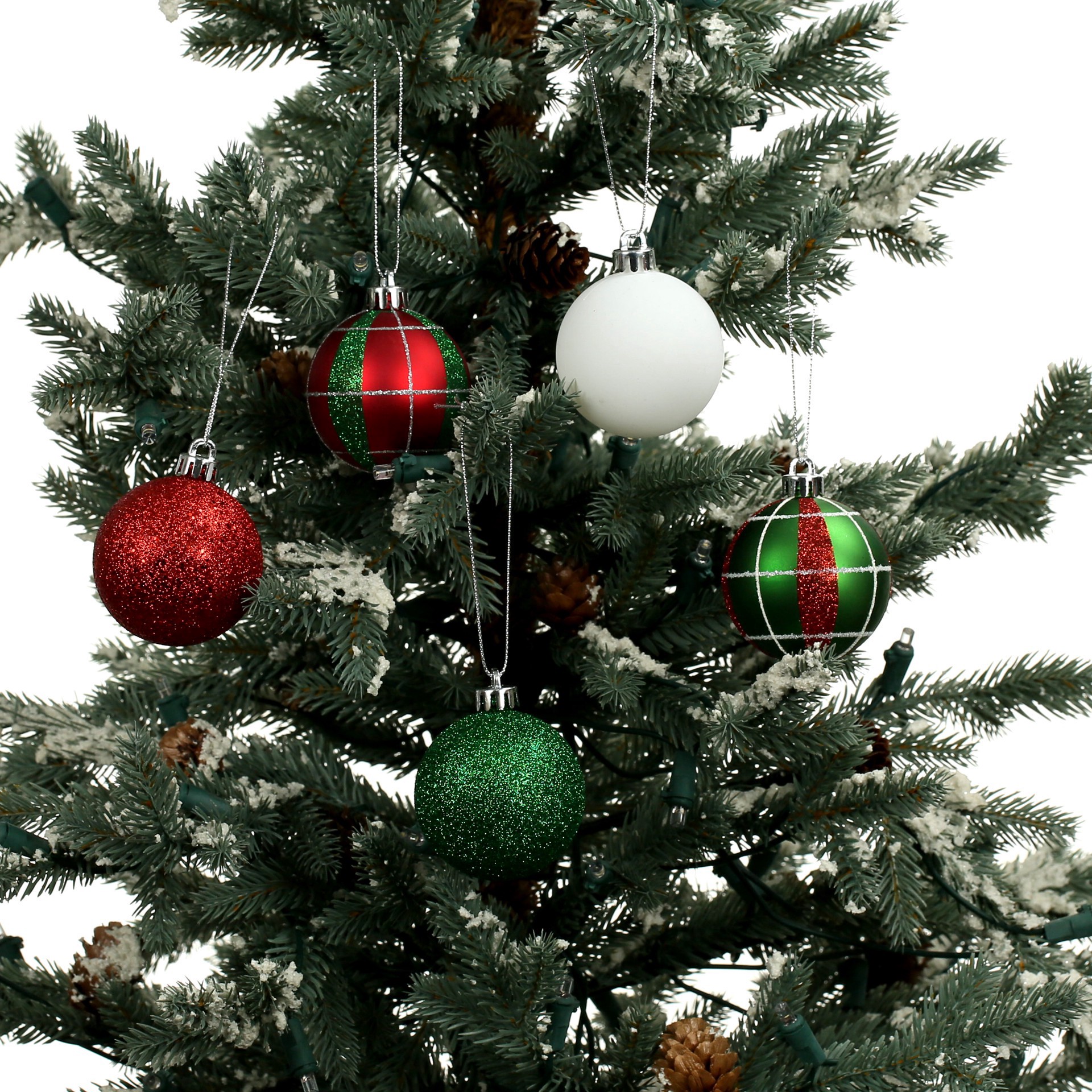 slide 3 of 3, 5 Pack 2.2" Red, Green & White Shatterproof Ball Ornaments By Ashland, 5 ct
