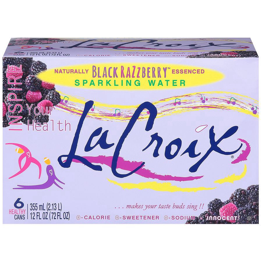 slide 1 of 5, La Croix Black Razzberry Sparkling Water 6 - 12 fl oz Cans, 12 fl oz x 6 ct