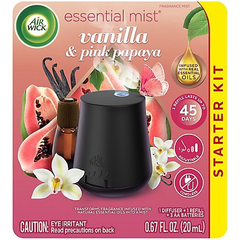 slide 1 of 1, Air Wick Essential Mist Starter Kit Vanilla & Pink Papaya - 0.67 FZ, 0.67 fl oz