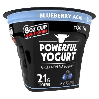 slide 1 of 1, Powerful Blueberry Acai Greek Non Fat Yogurt, 8 oz