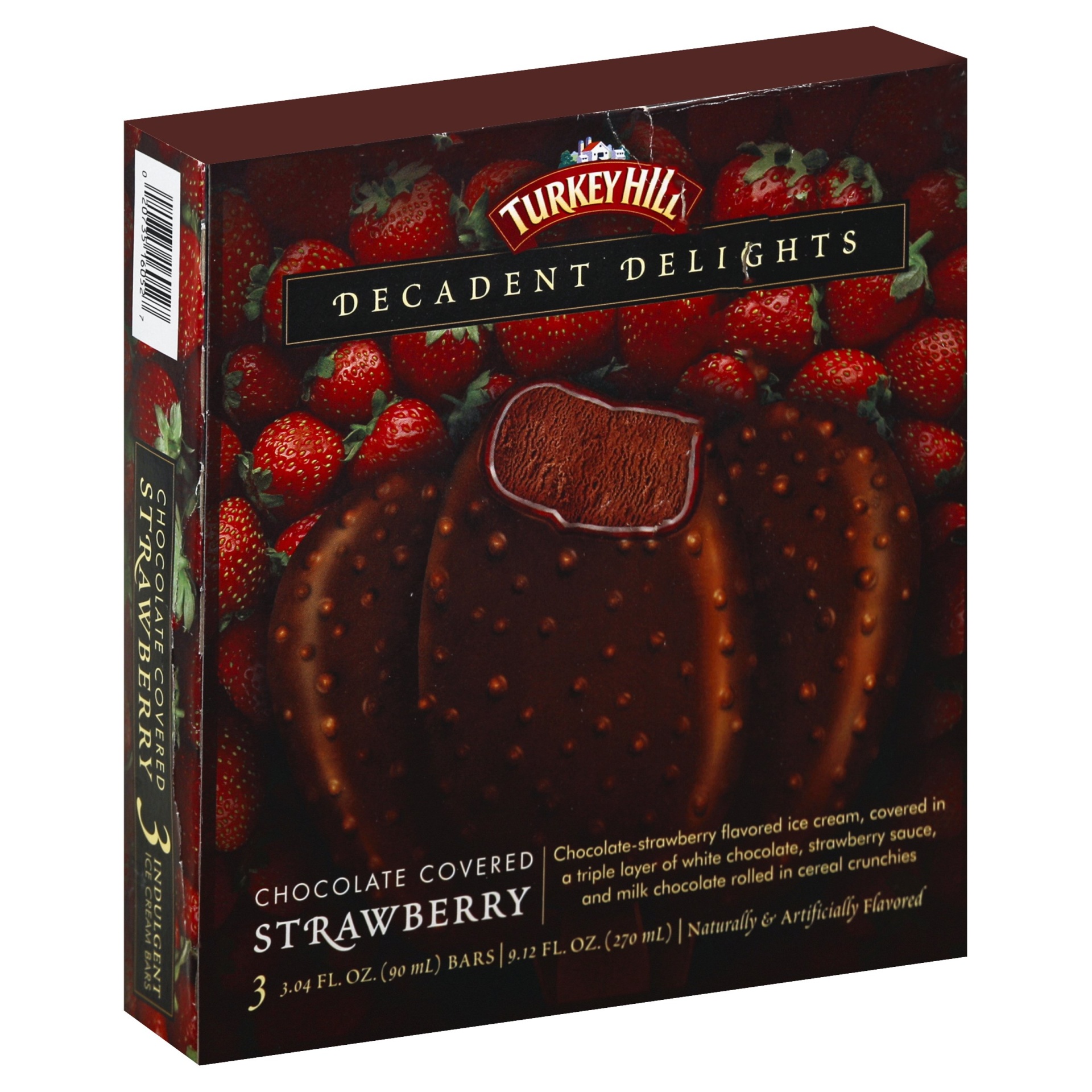 slide 1 of 1, Turkey Hill Decadent Delights Chocolate Covered Strawberry Bars, 3 ct; 3.04 fl oz