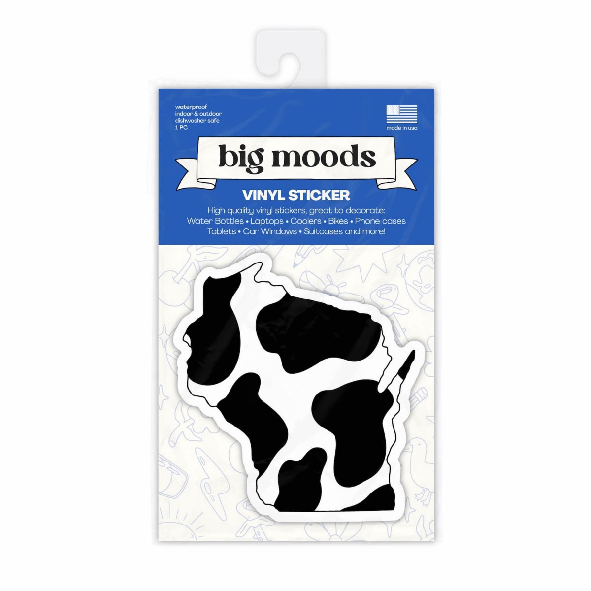 slide 1 of 1, Big Moods Wisconsin Cow Pattern Sticker, 1 ct