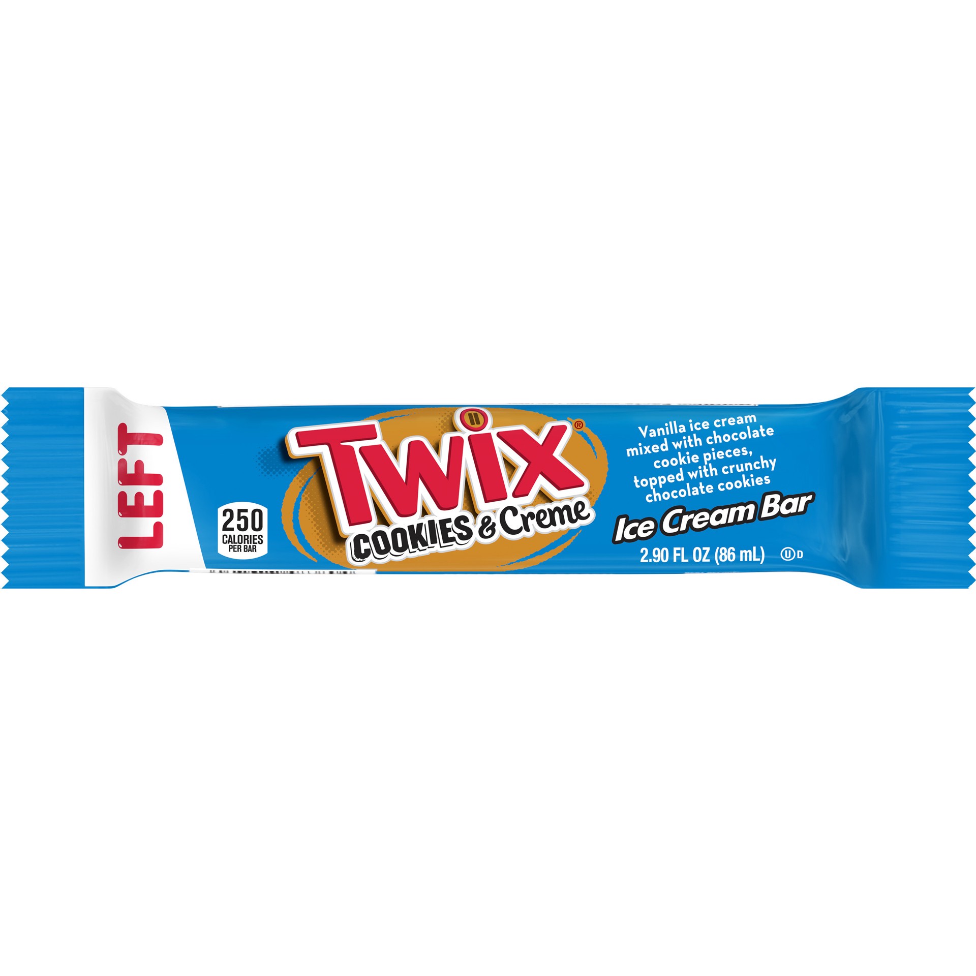 slide 1 of 4, TWIX Cookies & Cream Vanilla Ice Cream Bars With Crunchy Chocolate Cookie Pieces 1-Ct, 2.9 fl oz