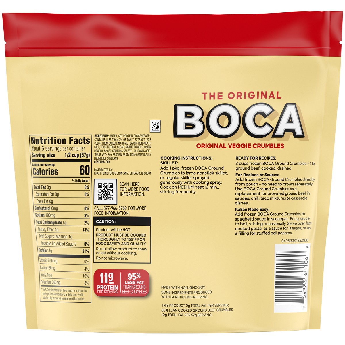 slide 4 of 9, BOCA Original Vegan Veggie Crumbles with Non-GMO Soy, 12 oz Bag, 12 oz