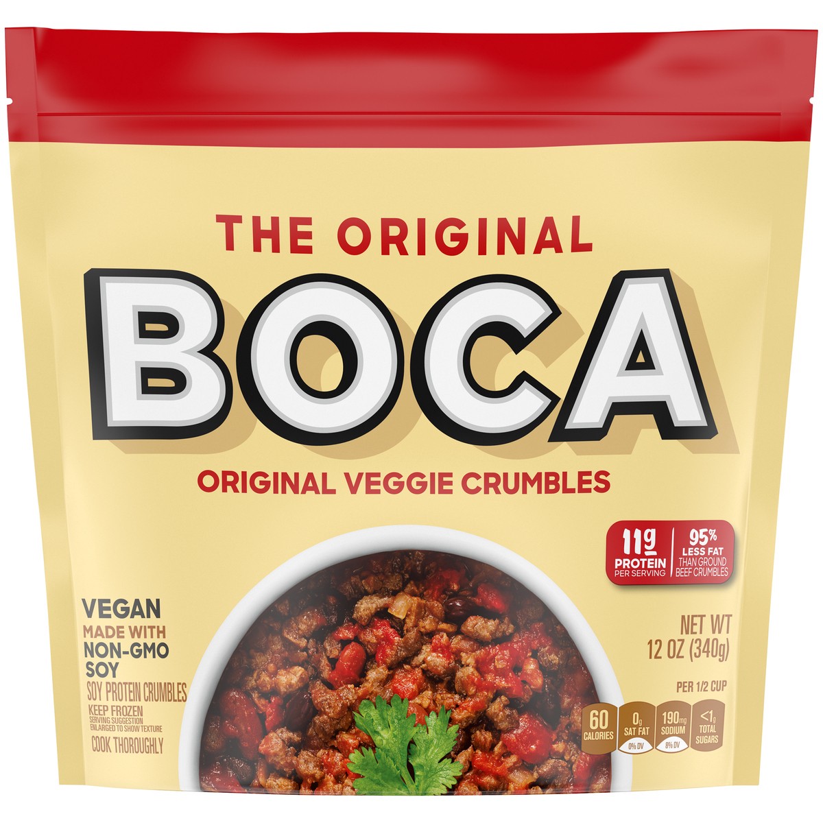 slide 9 of 9, BOCA Original Vegan Veggie Crumbles with Non-GMO Soy, 12 oz Bag, 12 oz