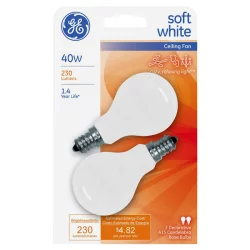 GE Soft White Ceiling Fan Bulbs
