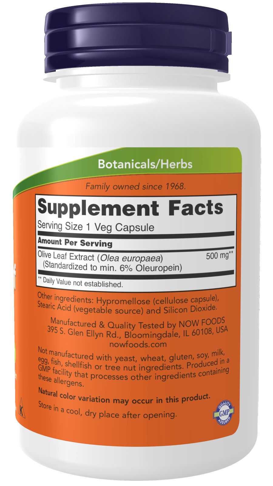 slide 2 of 4, NOW Olive Leaf Extract 500 mg - 120 Veg Capsules, 120 ct
