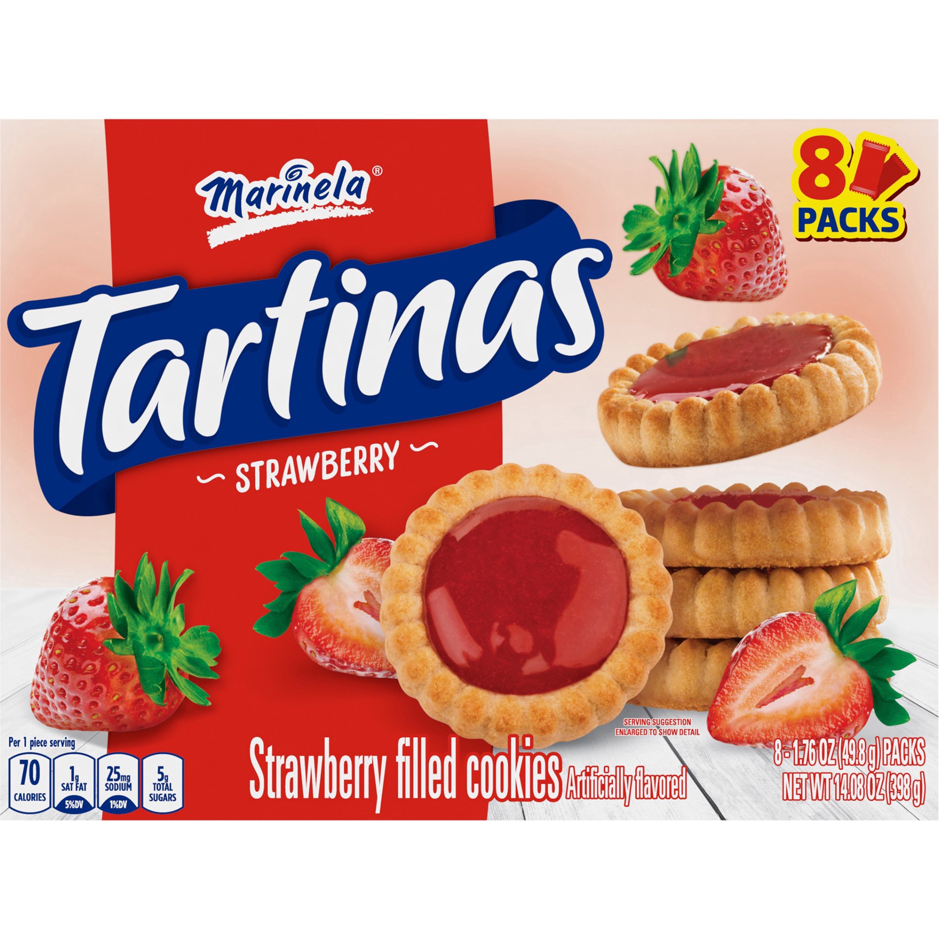 slide 1 of 1, Marinela Tartinas Strawberry Filled Cookies 8 ea, 8 ct