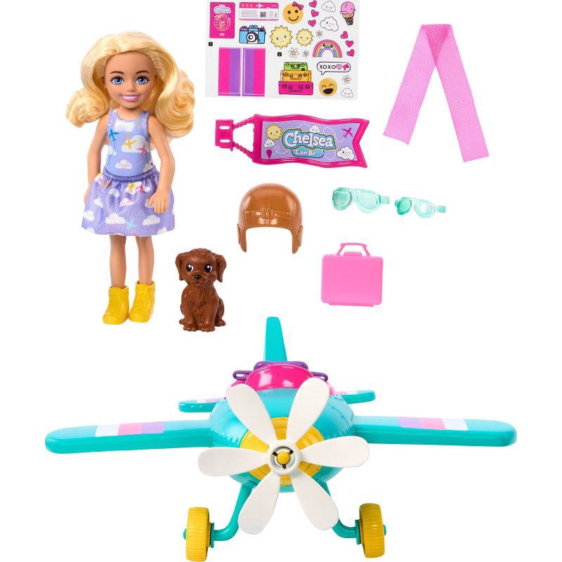 slide 3 of 6, Barbie Chelsea Can Be… Plane Doll & Playset, 2-Seater Aircraft with Spinning Propellor & 7 Accessories, 1 ct