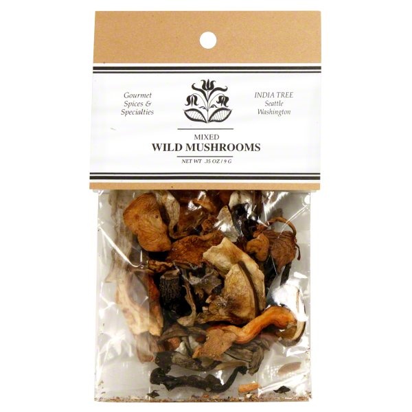 slide 1 of 1, India Tree Dried Wild Mixed Mushrooms, 0.35 oz