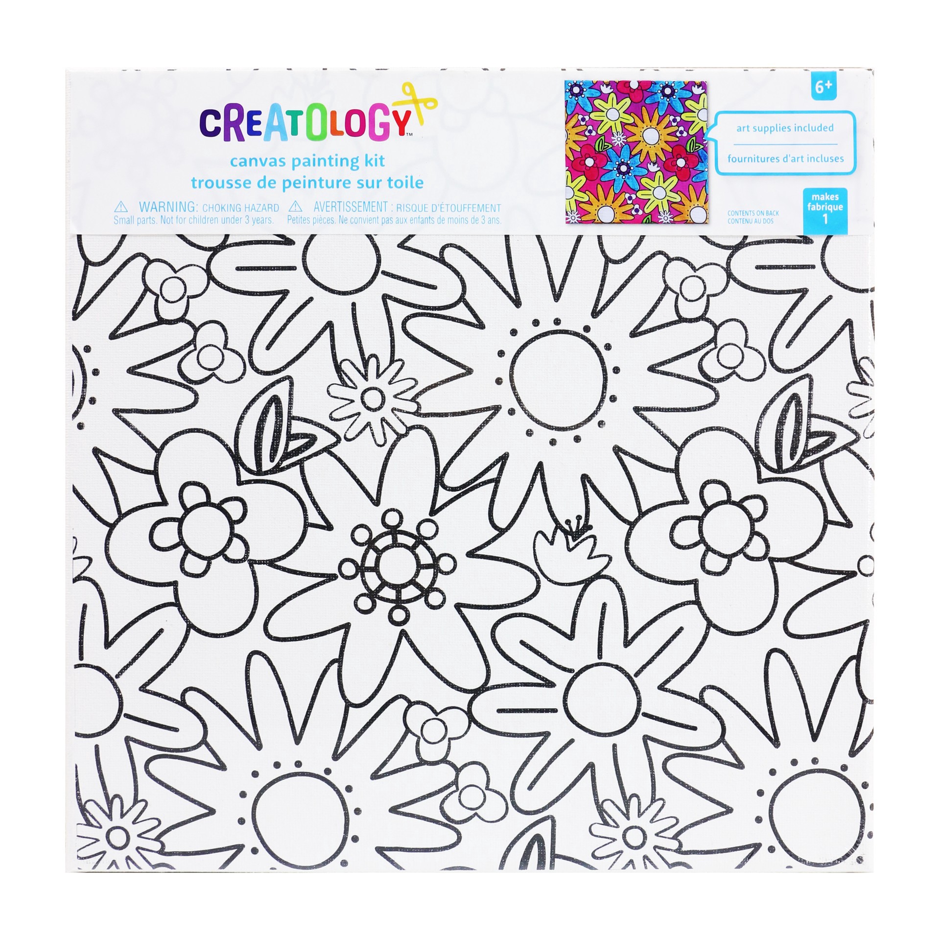 slide 4 of 5, Flowers Canvas Painting Kit By Creatology, 10 in x 10 in