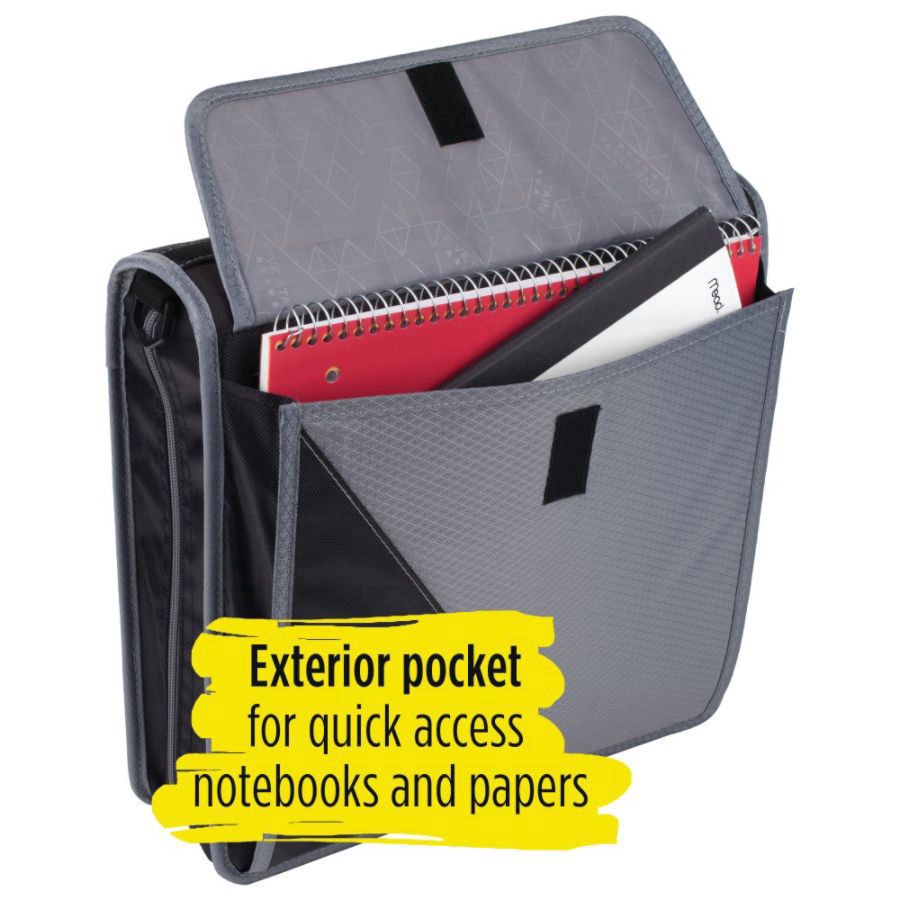 slide 4 of 5, Five Star Zipper Binder, Black/Gray, 3 in