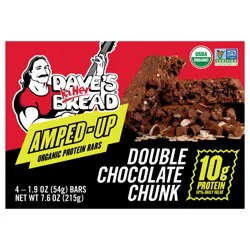 Dave's Killer Bread Amped-Up Double Chocolate Chunk Organic Protein Bars, 4 Count