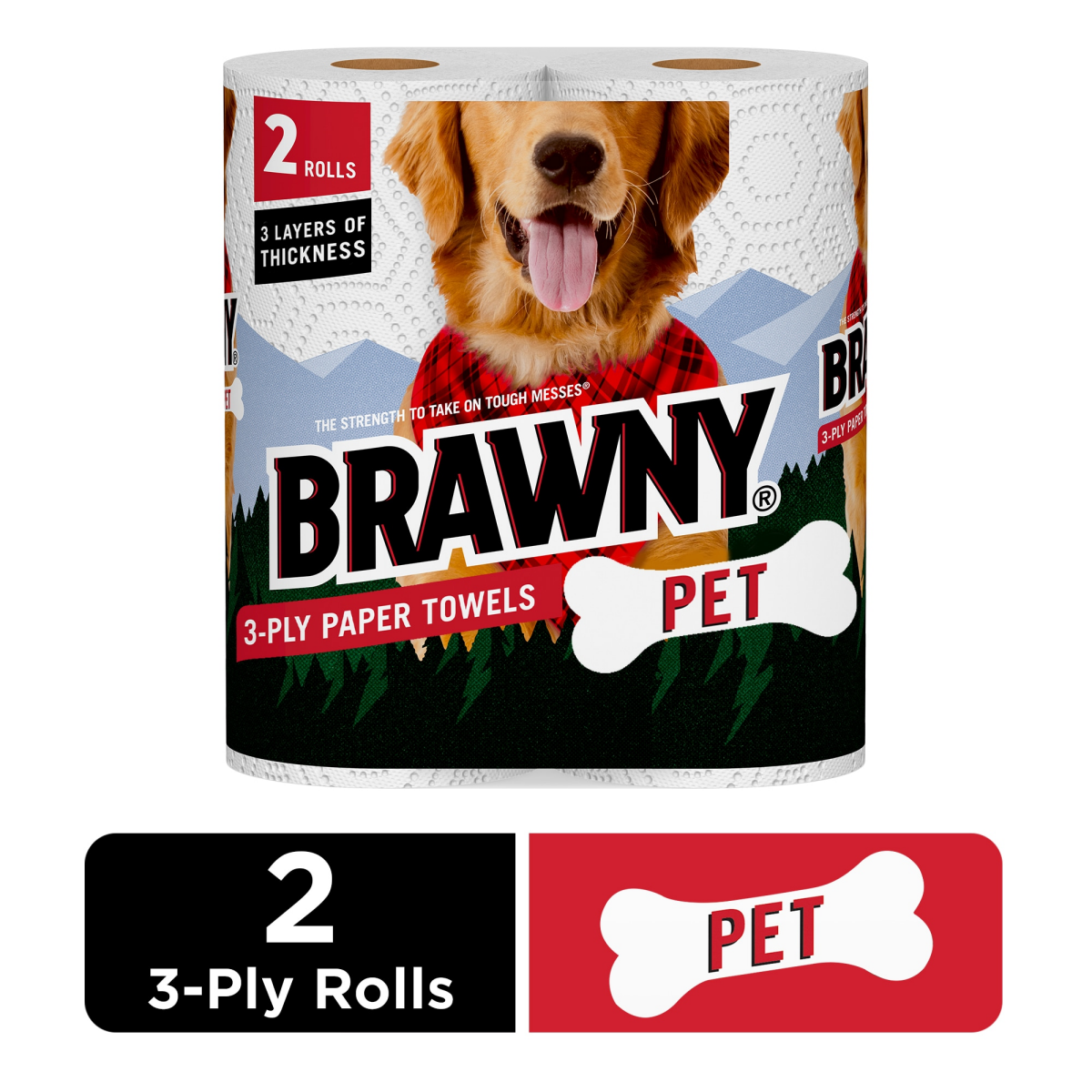 slide 1 of 1, Brawny Pet 3-Ply Paper Towels, 3 Layer Thick Towels, 2 ct