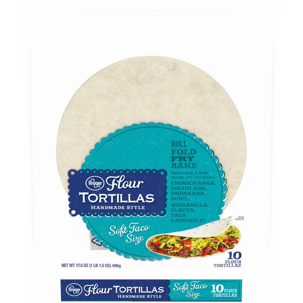 slide 1 of 1, Kroger Soft Taco Size Flour Tortillas, 10 ct; 1.75 oz