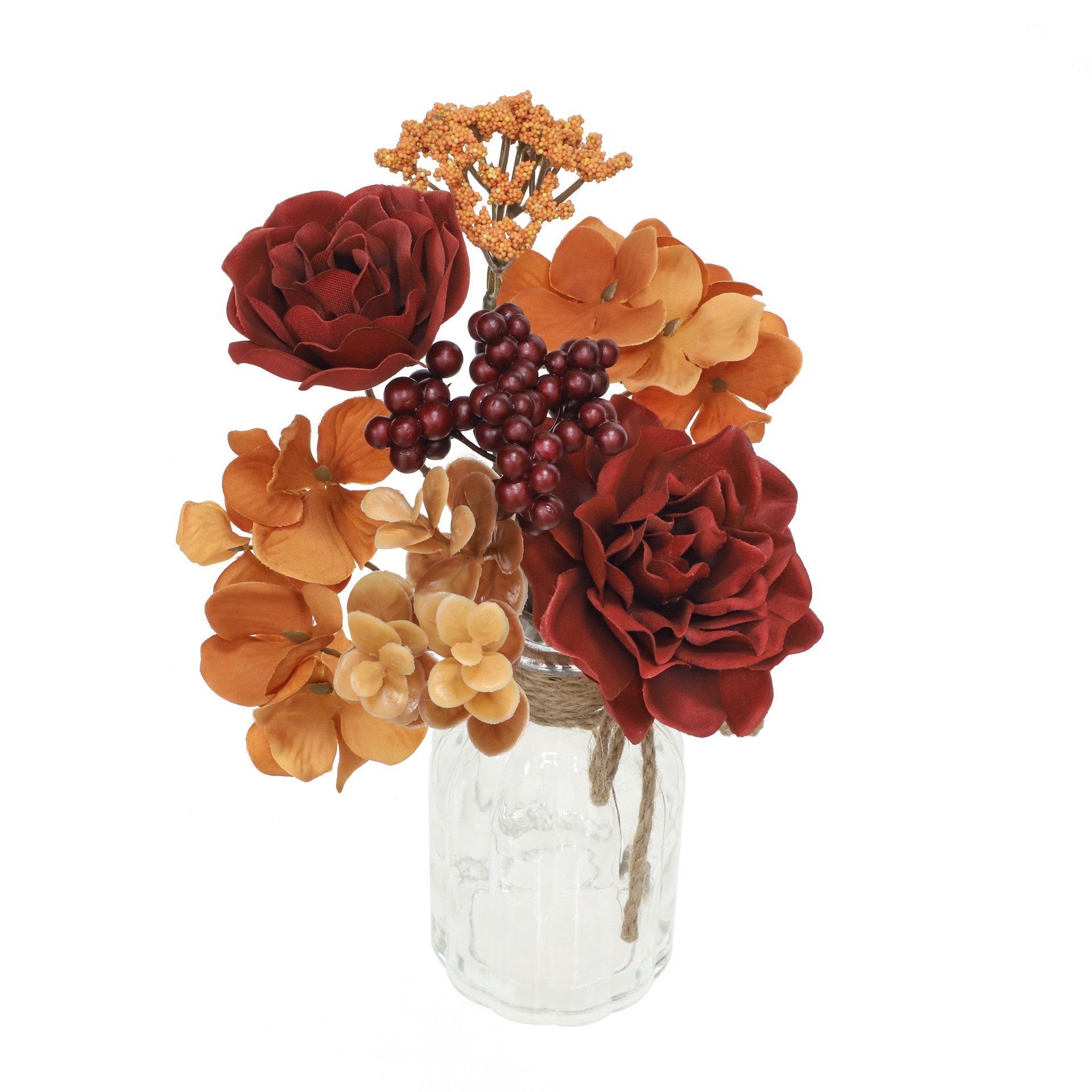 slide 2 of 3, 11" Brown & Orange Dahlia & Hydrangea In Glass Container By Ashland, 11 in