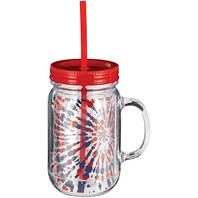 slide 1 of 1, Destination Holiday Patriotic Tie-Dye Melamine Mason Jar Tumbler with Straw, 18 oz