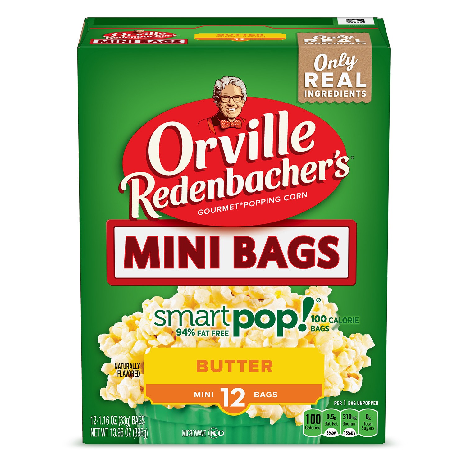 slide 1 of 5, Orville Redenbacher's SmartPop! Butter Popcorn, 1.16 Ounce Single Serve Bag, 12-Count, 12 ct