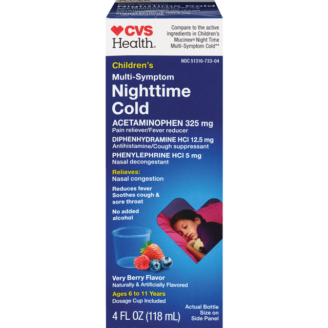 slide 1 of 1, CVS Health Children's Nt Multi-Symptom Cold Rlf Berry Liquid, 10.6 oz
