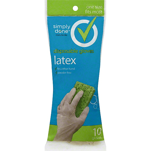 slide 2 of 3, Simply Done Disposable Latex Gloves One Size Fits Most, 10 ct