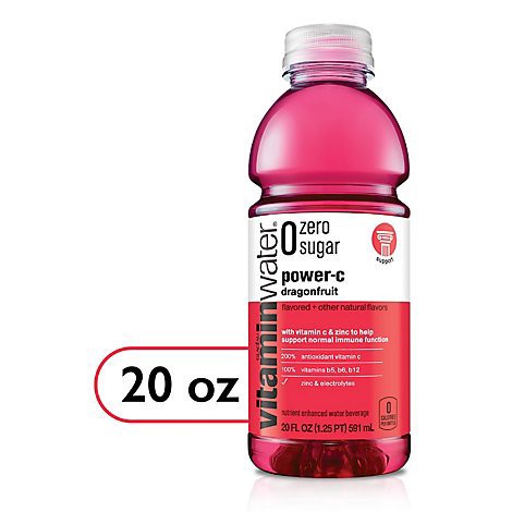 slide 1 of 1, Vitaminwater Zero Water Beverage Nutrient Enhanced Power C Dragonfruit - 20 Fl. Oz., 20 fl oz