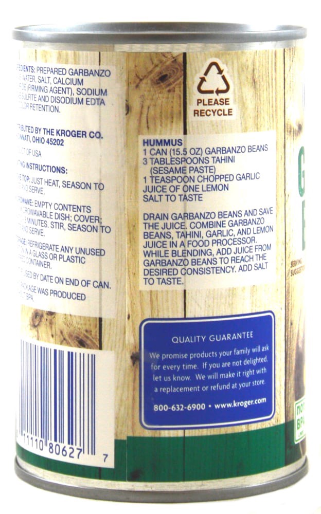 slide 6 of 6, Kroger Garbanzo Beans Chick Peas, 15 oz