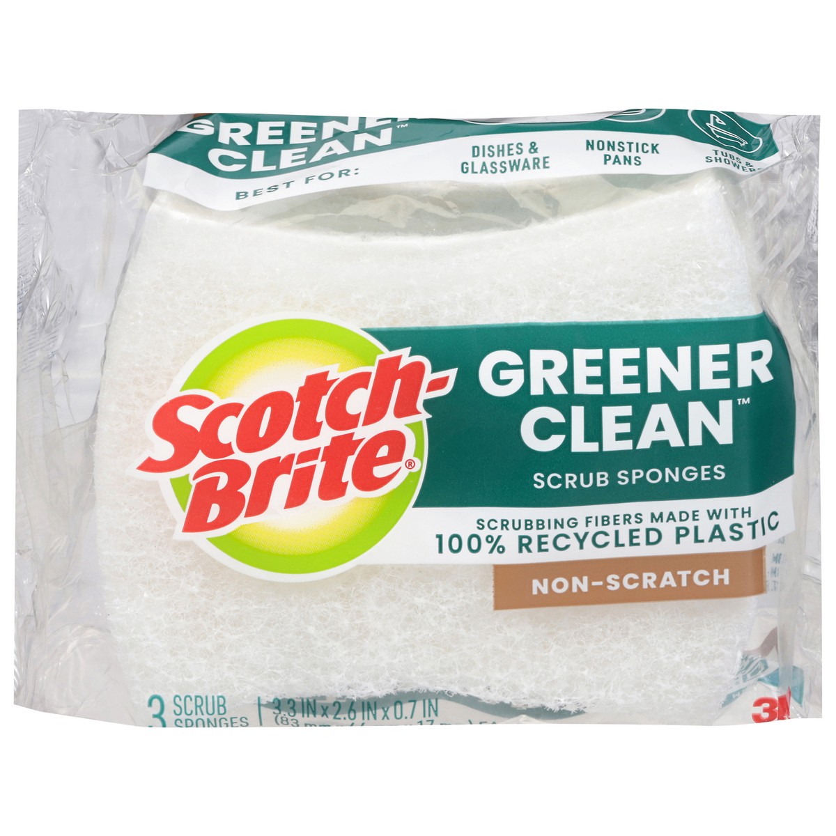 slide 1 of 9, Scotch-Brite Greener Clean Non-Scratch Scrub Sponges 3 Each, 3 ct