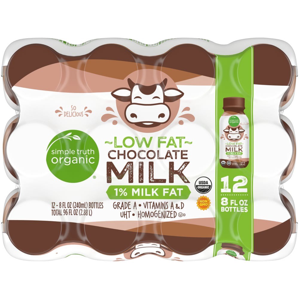 slide 3 of 5, Simple Truth Organic Low Fat Chocolate Milk, 12 ct; 8 fl oz