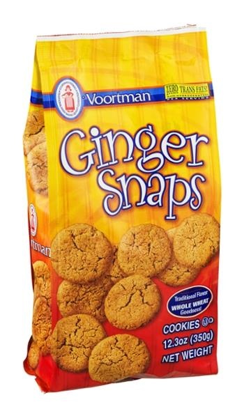 slide 1 of 8, Voortman Bakery Ginger Snaps Cookies, 12.3 oz