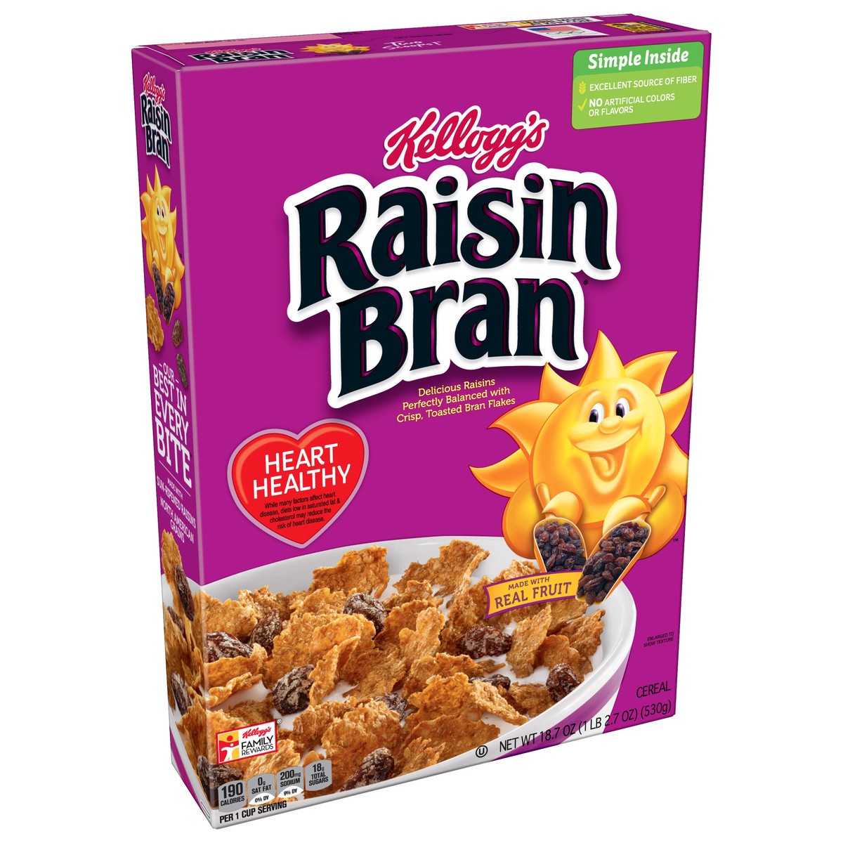 slide 2 of 10, Raisin Bran Breakfast Cereal Original Excellent Source of Fiber, 18.7 oz