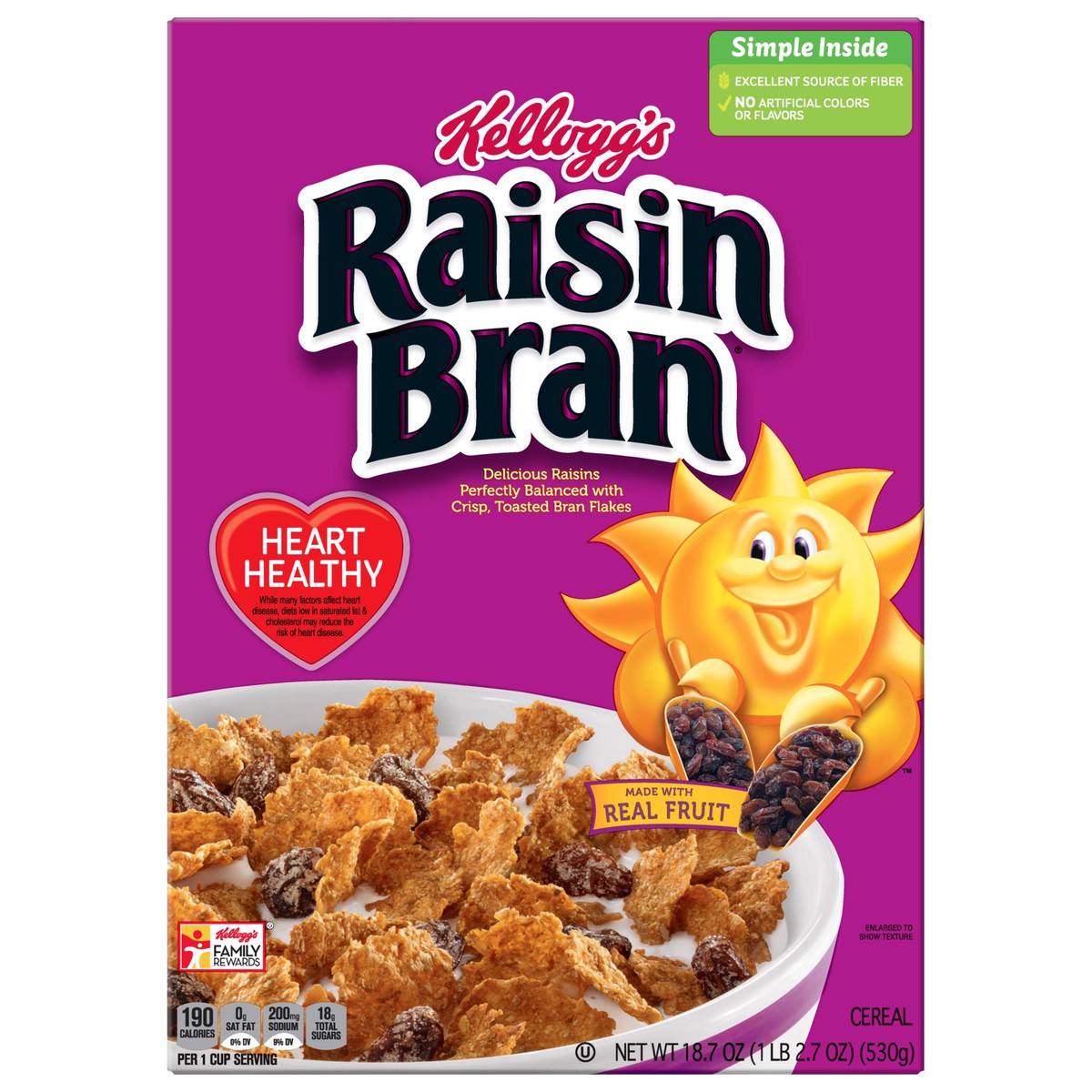 slide 10 of 10, Raisin Bran Breakfast Cereal Original Excellent Source of Fiber, 18.7 oz