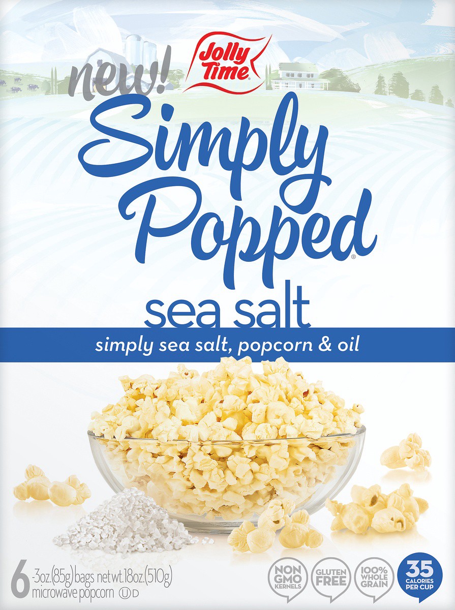slide 5 of 7, Jolly Time Simply Popped Microwave Sea Salt Popcorn - 6 ct, 6 ct