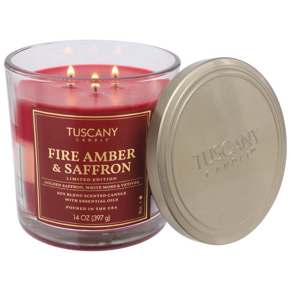 slide 2 of 2, Tuscany Candle™ Limited Edition Triple-Pour Jar CAndle - Fire Amber & Saffron, 14 oz