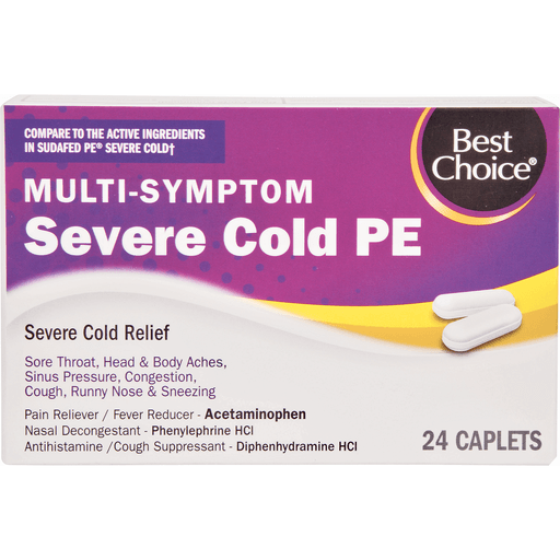 slide 1 of 1, Best Choice Severe Cold PE Caplets, 24 ct