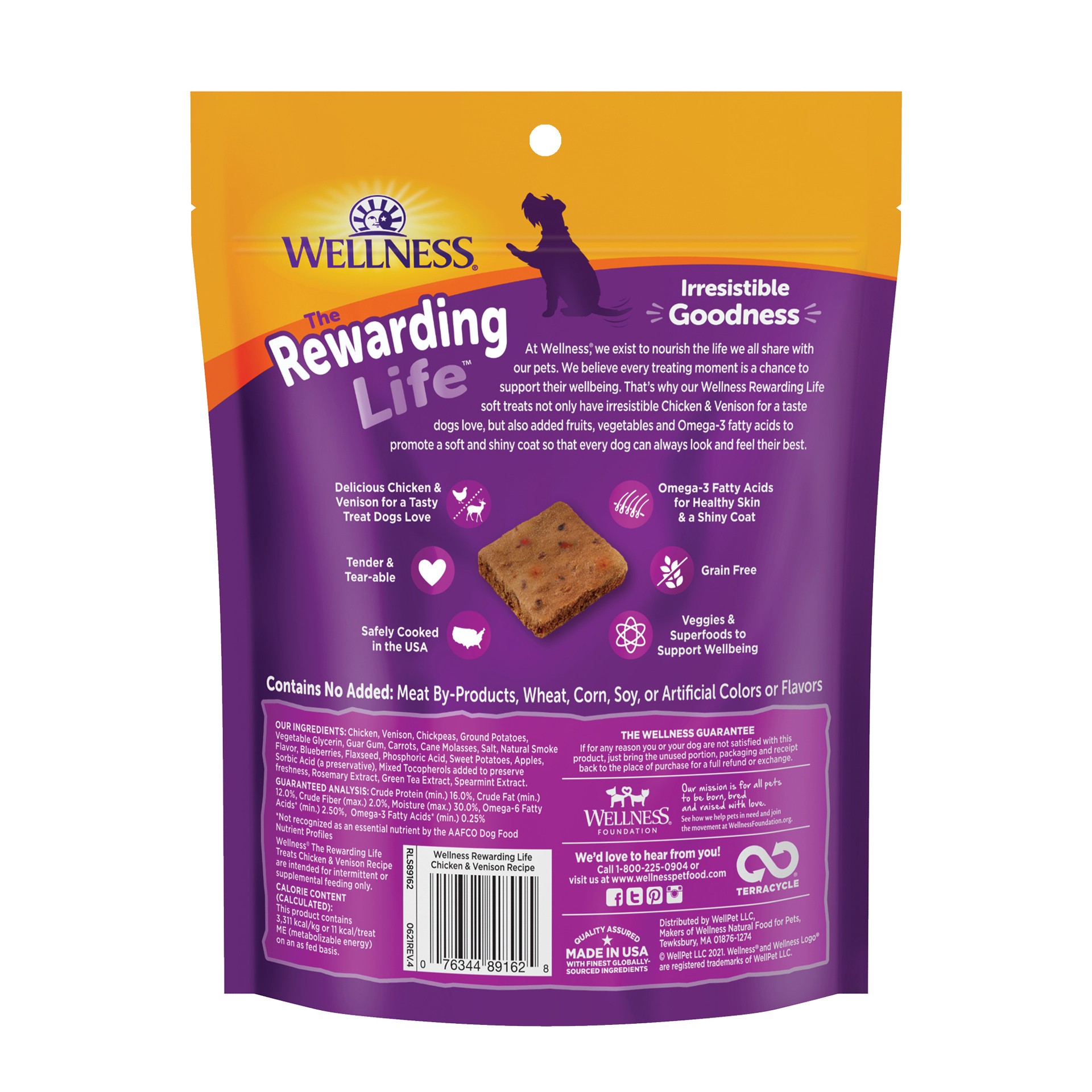 slide 2 of 4, Wellness Rewarding Life Soft & Chewy Dog Treats, Grain Free, Chicken & Venison, 6 Ounce Bag, 1 ct