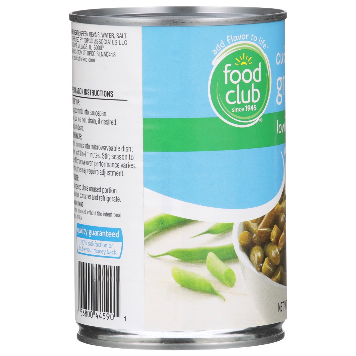 slide 8 of 9, Food Club Low Sodium Cut Green Beans, 14.5 oz