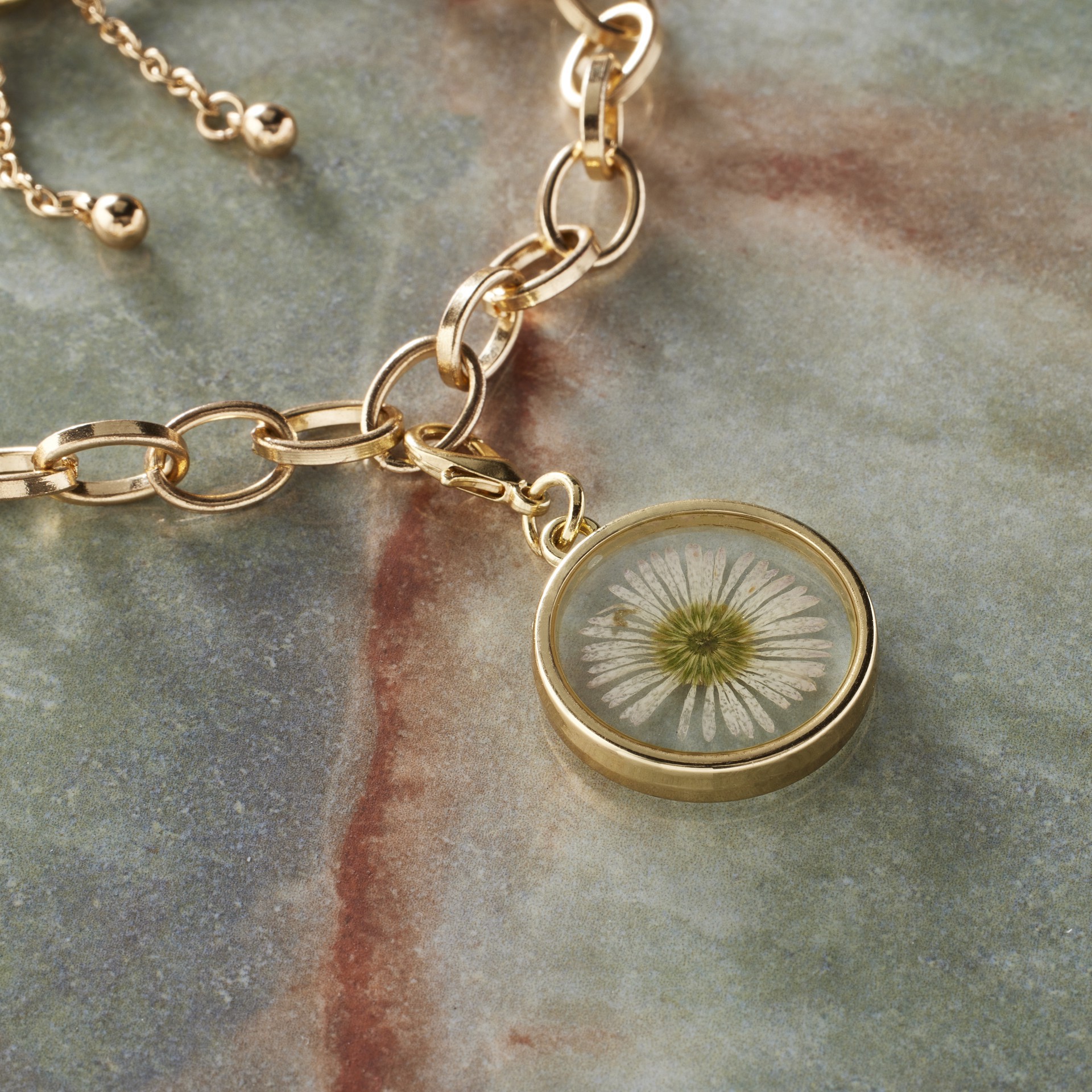 slide 2 of 3, Press Flower Charm By Bead Landing, 23mm charm size