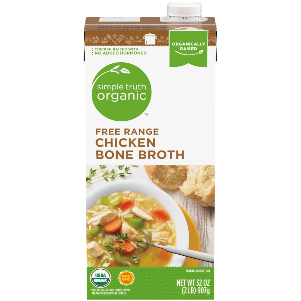 slide 1 of 1, Simple Truth Organic Free Range Chicken Bone Broth, 32 oz