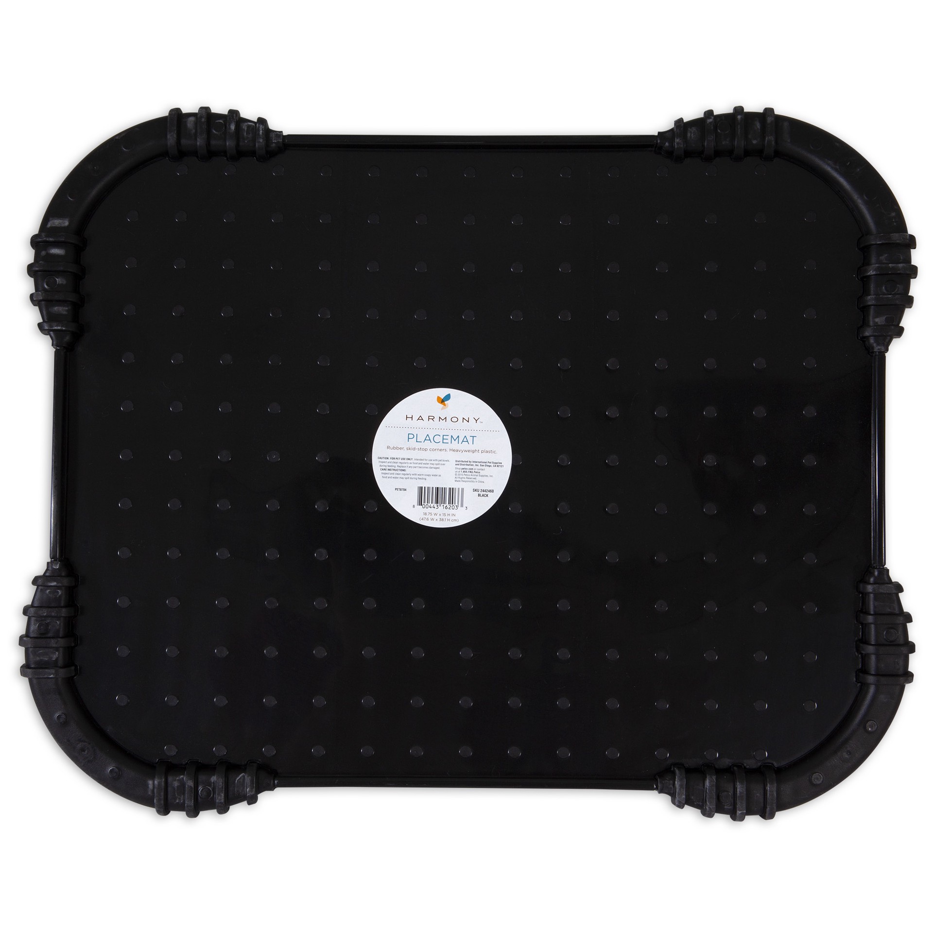 slide 2 of 2, Harmony Black Skid Stop Dog Placemat, 18 in x 15 in