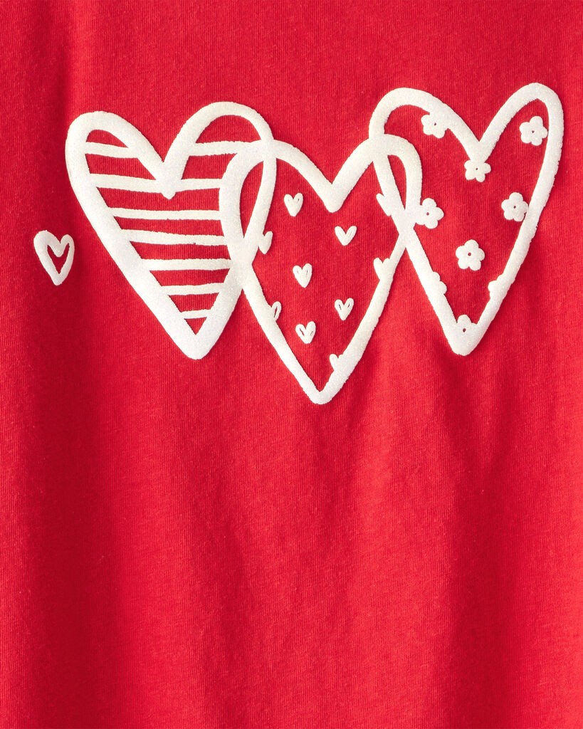 slide 2 of 3, Carter's Girls Valentine Heart Long-Sleeve Graphic Tee - Red Red XS, 1 ct