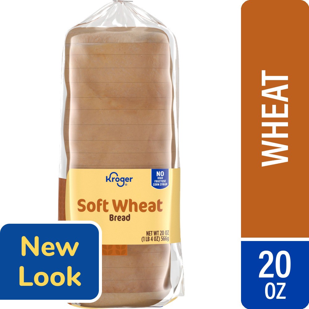 slide 1 of 2, Kroger Soft Wheat Bread, 20 oz